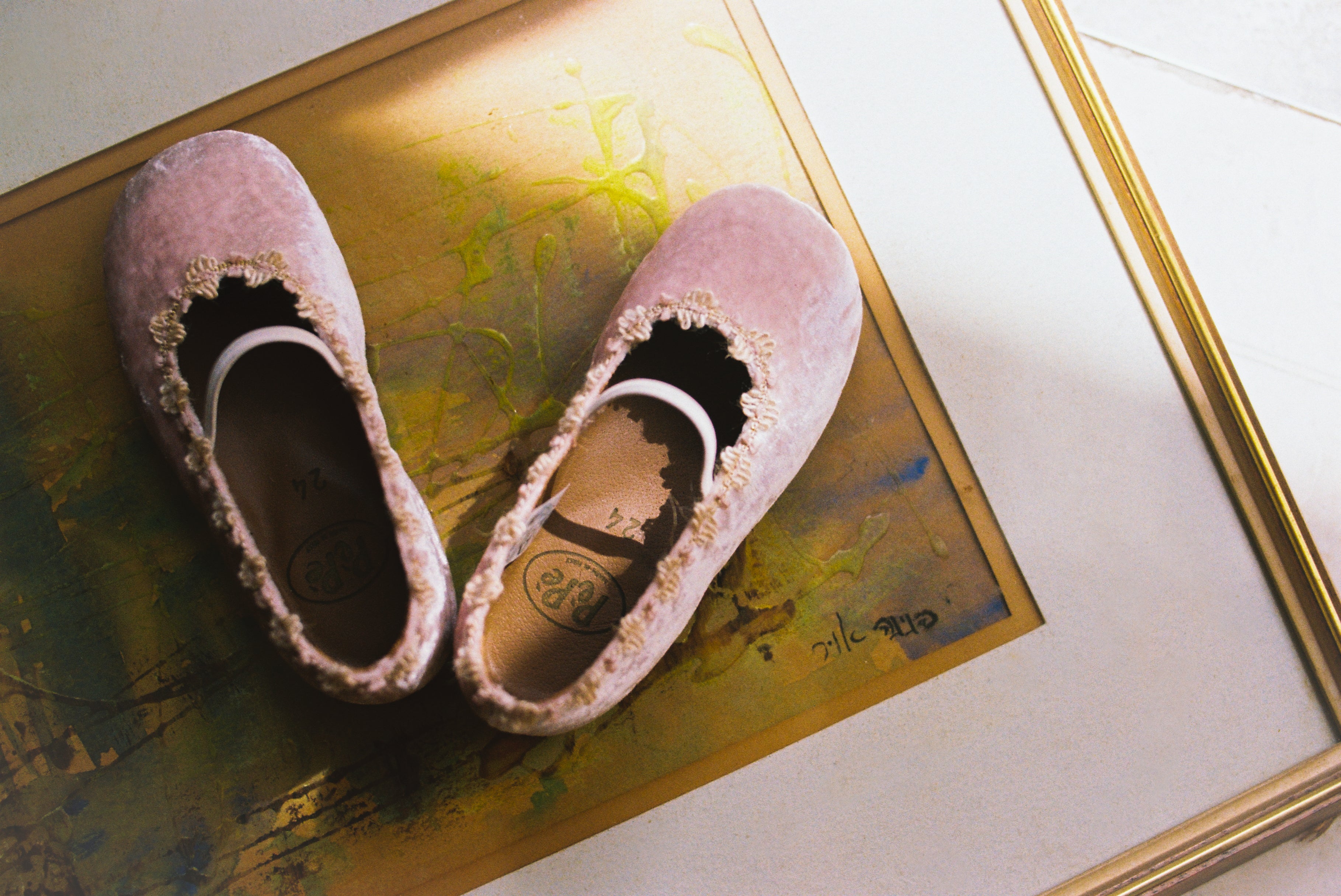 Pèpè Crushed Velvet Flats: Baby Pink