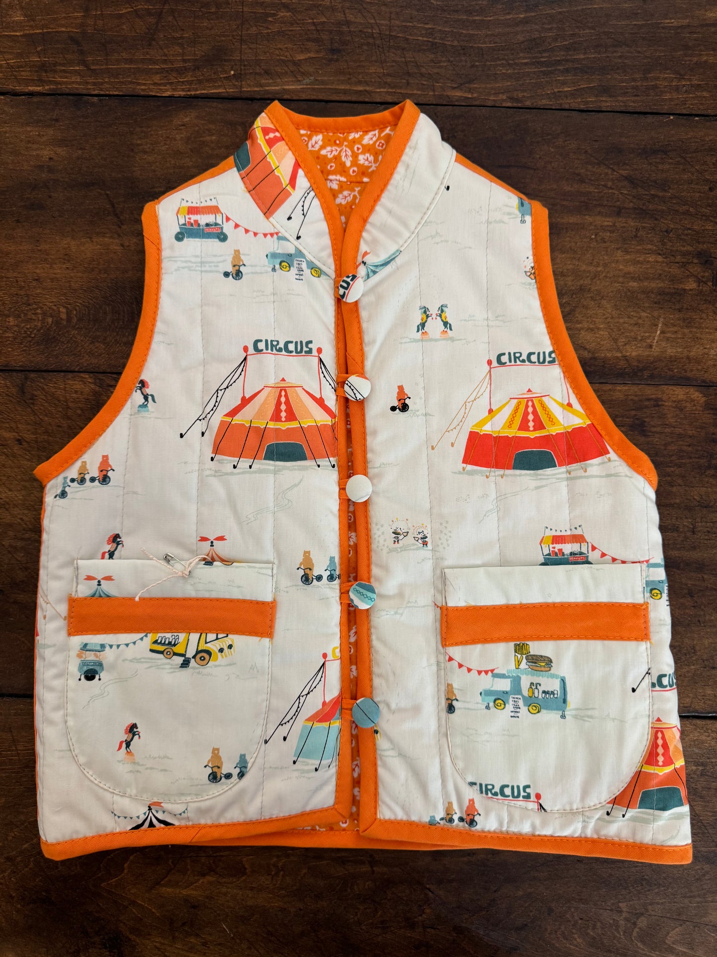 Quilted Reversible Vest- Circus