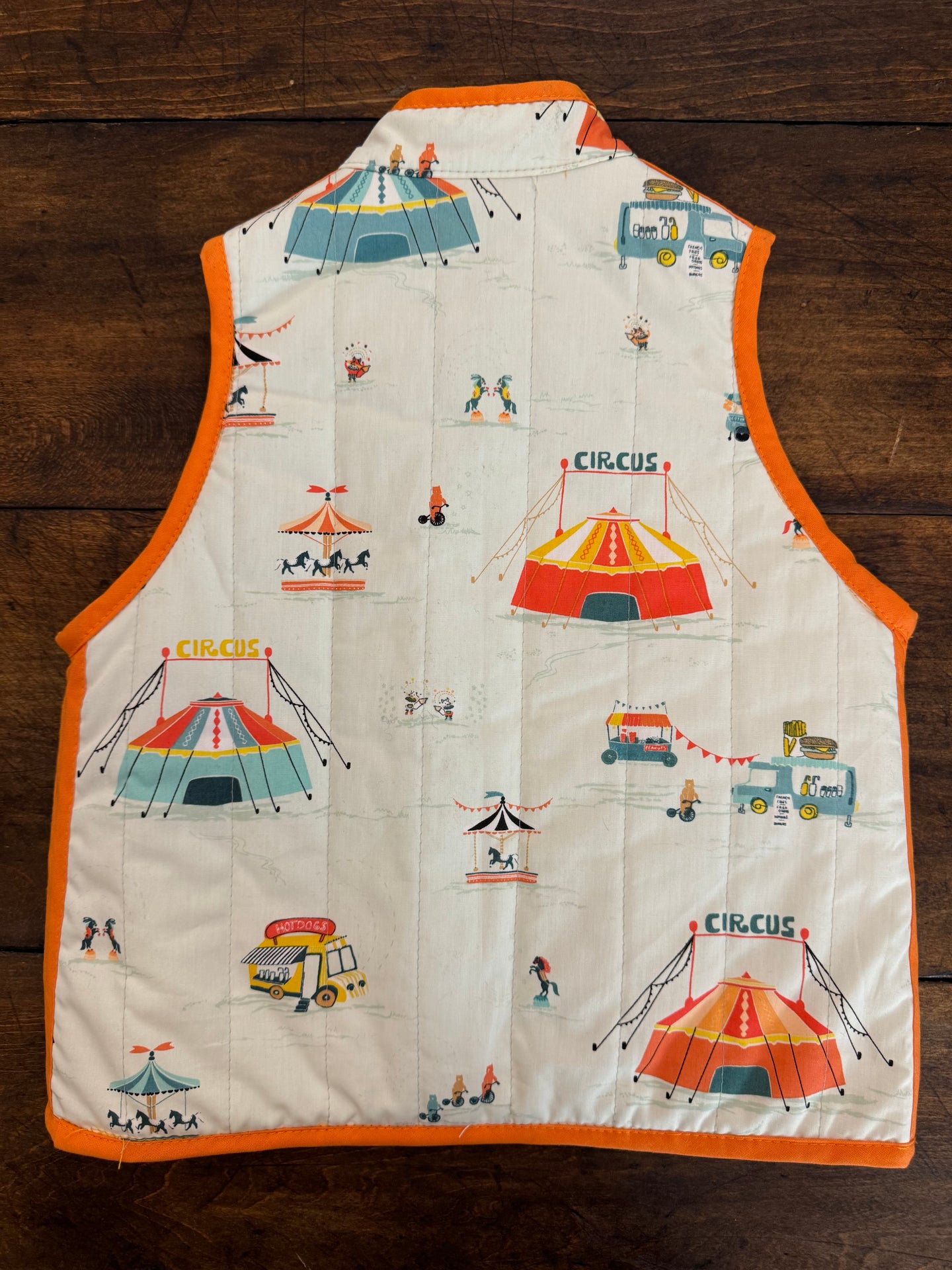 Quilted Reversible Vest- Circus