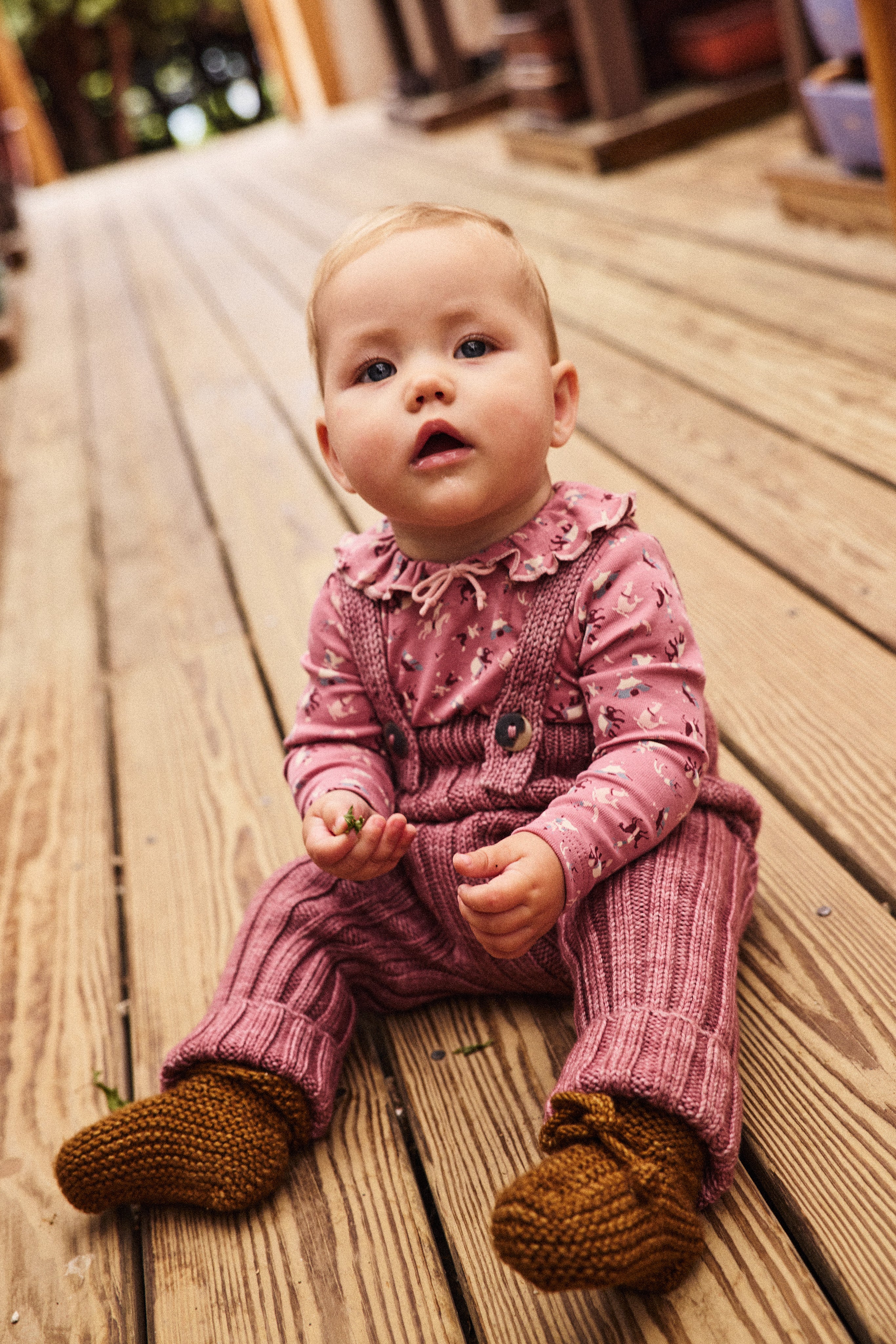 Baby Rib Longies - Antique Rose