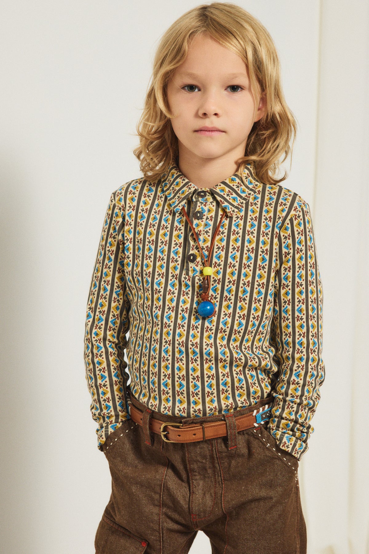 Long Sleeve Polo, Alabaster Gallup