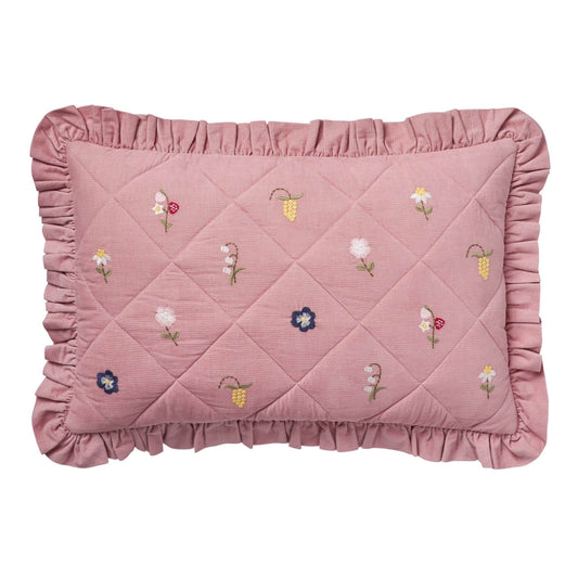 Orvokki Quilted Embroidery Cushion, Peony