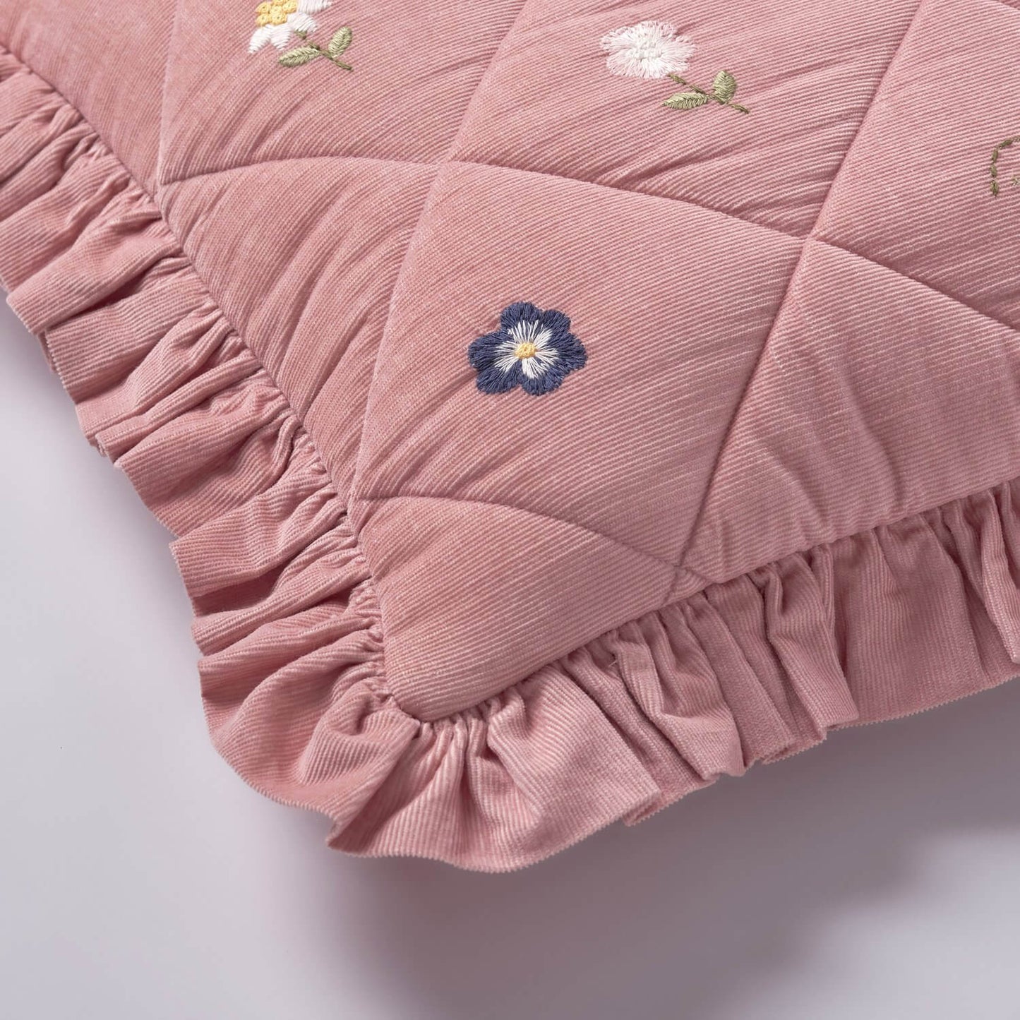 Orvokki Quilted Embroidery Cushion, Peony