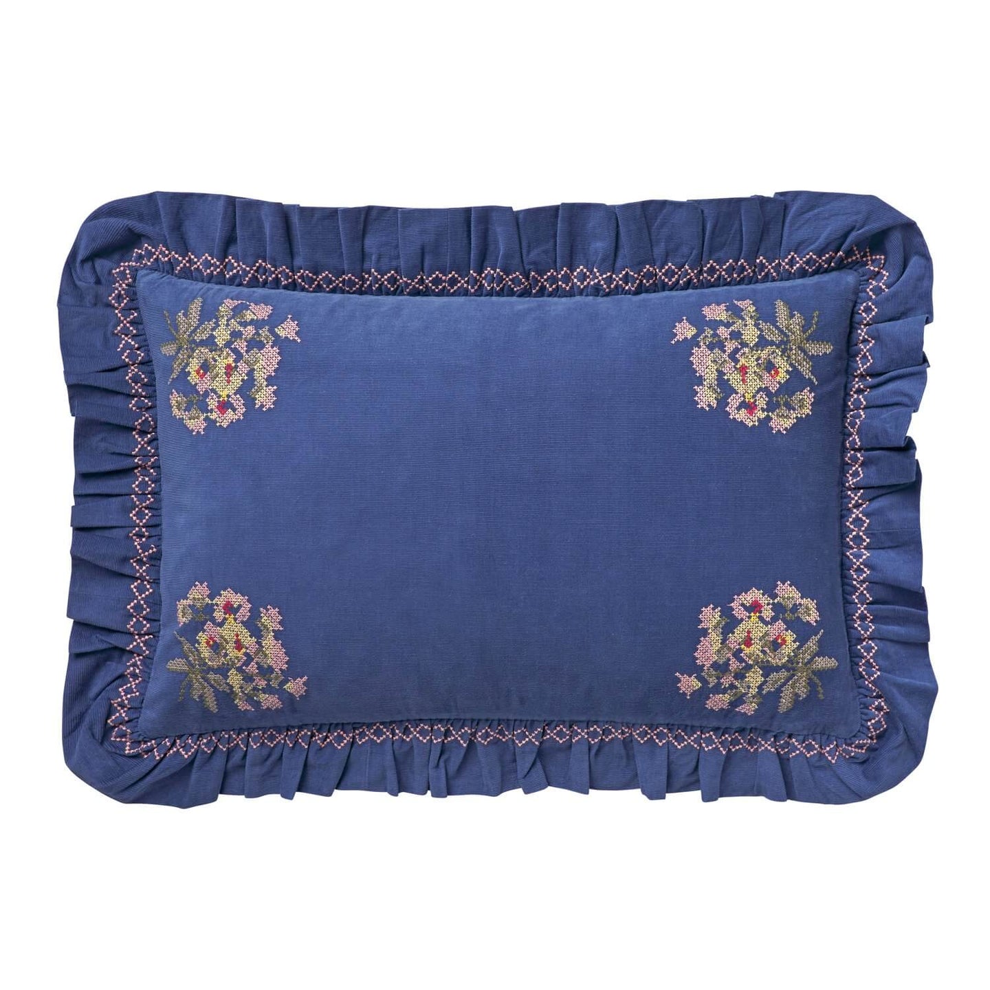 Ristipisto Frill Cushion, Blueberry