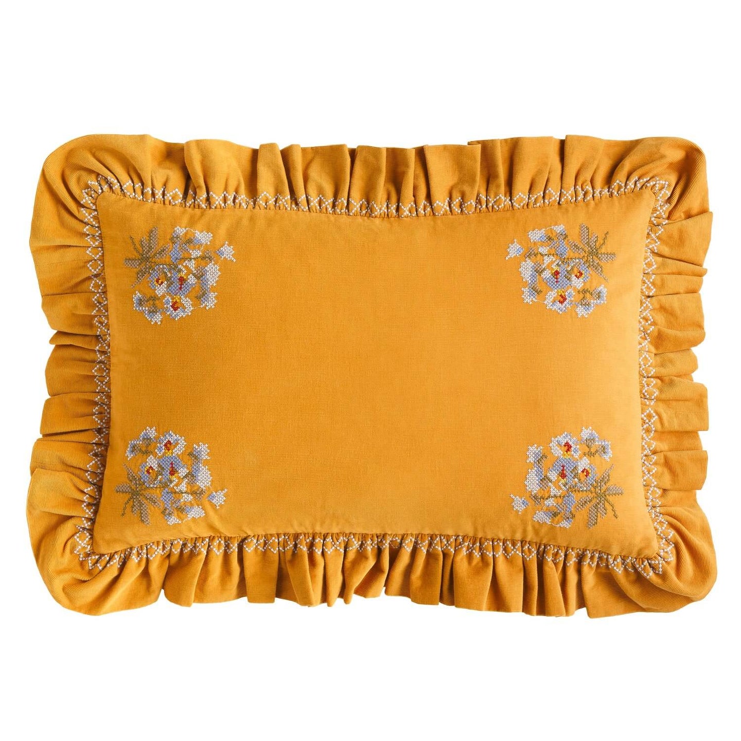 Ristipisto Frill cushion, Ochre