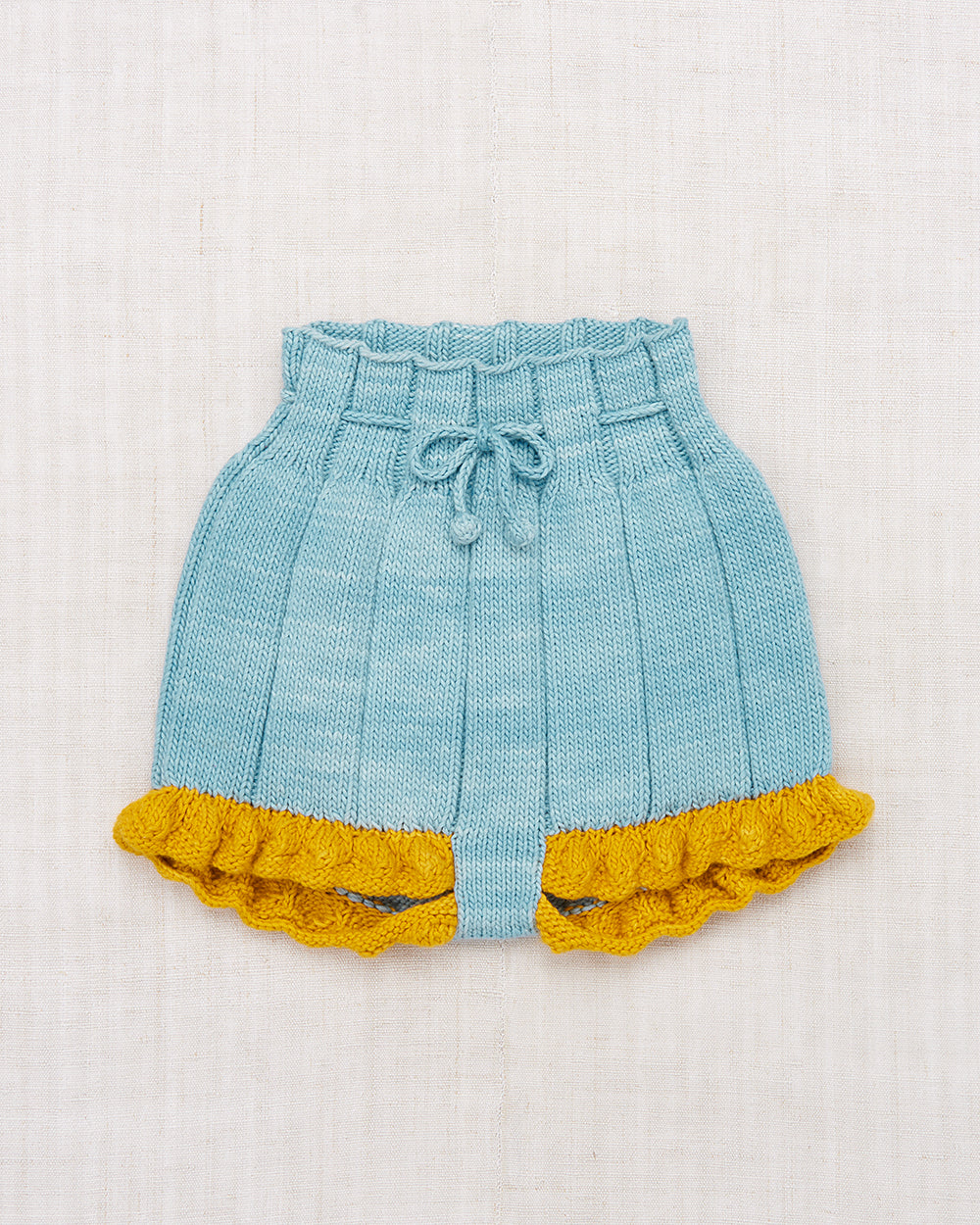 Scallop Hem Shorts- Sky