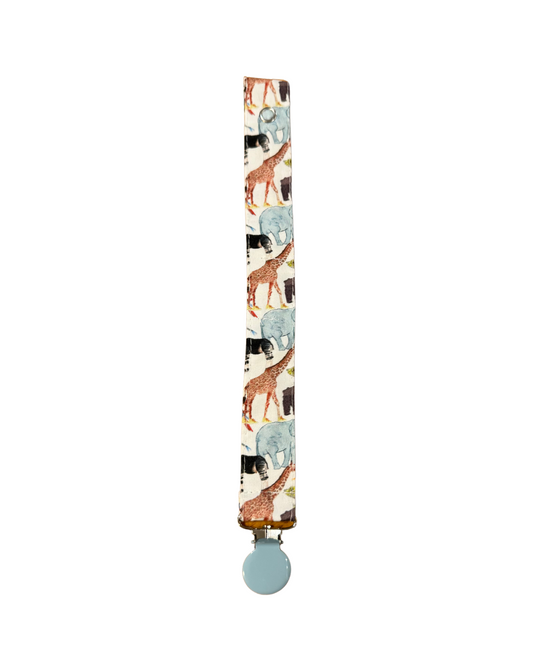 Pacifier Clip- Queue For the Zoo Light Blue