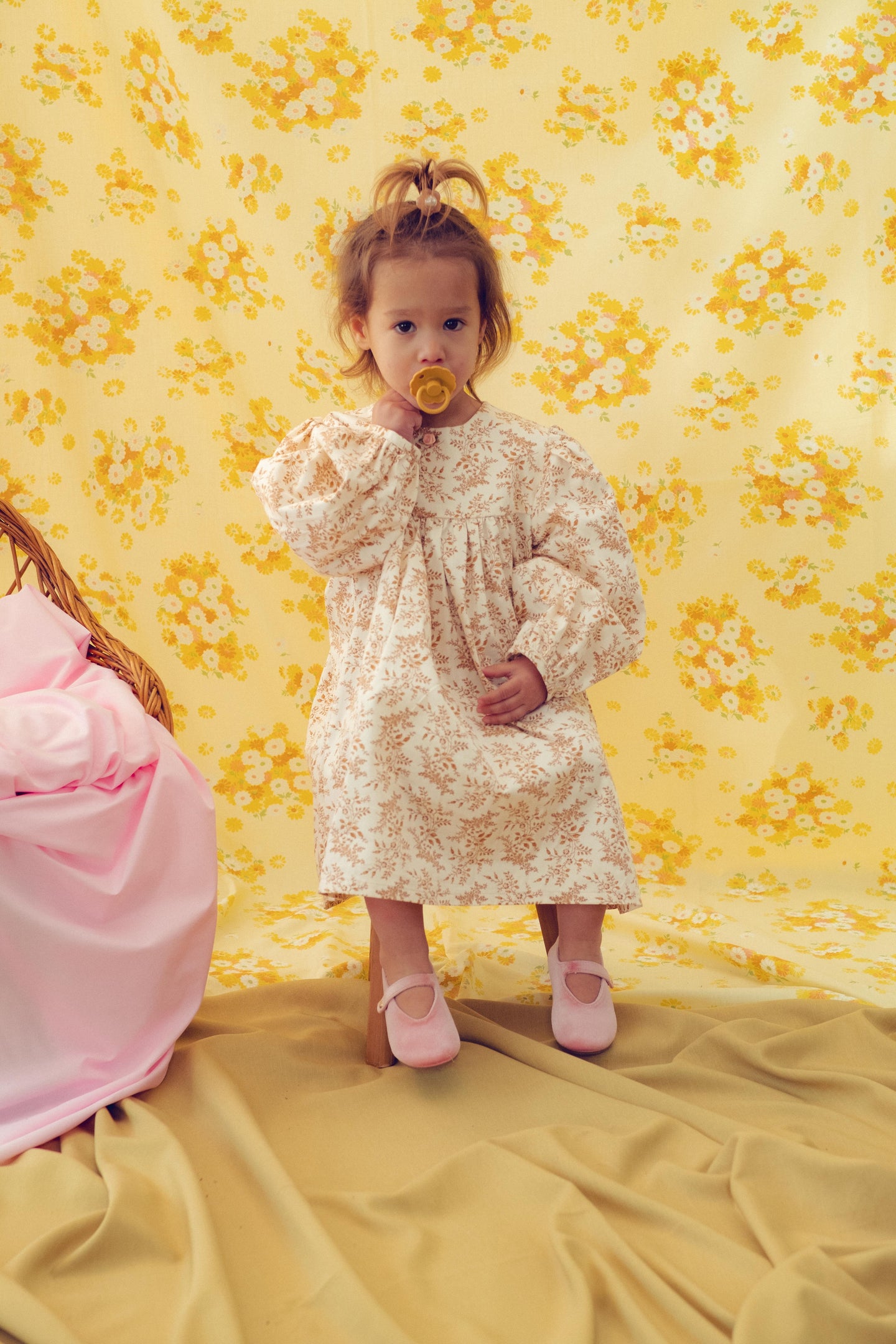 Blouson Dress- Brown Foliage