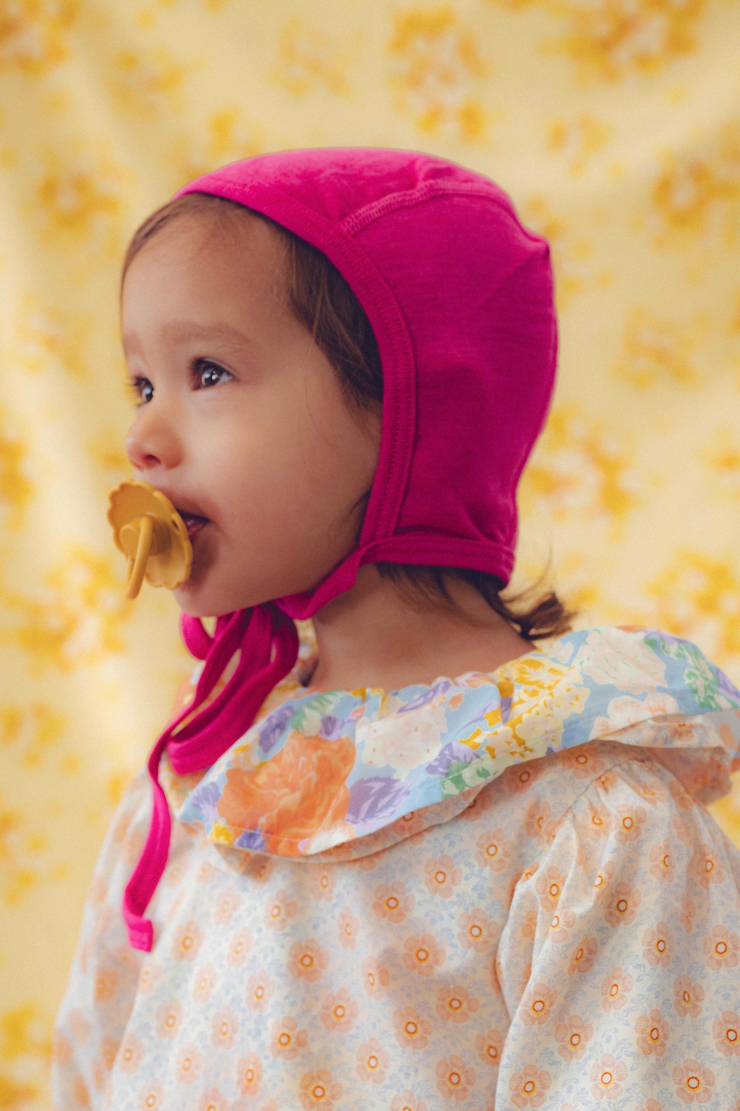 Baby Wool and Silk Bonnet- Pink