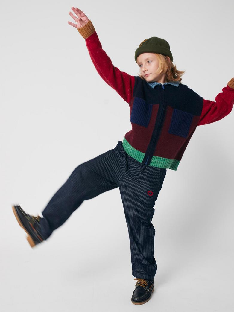 Color Block Cardigan, Red