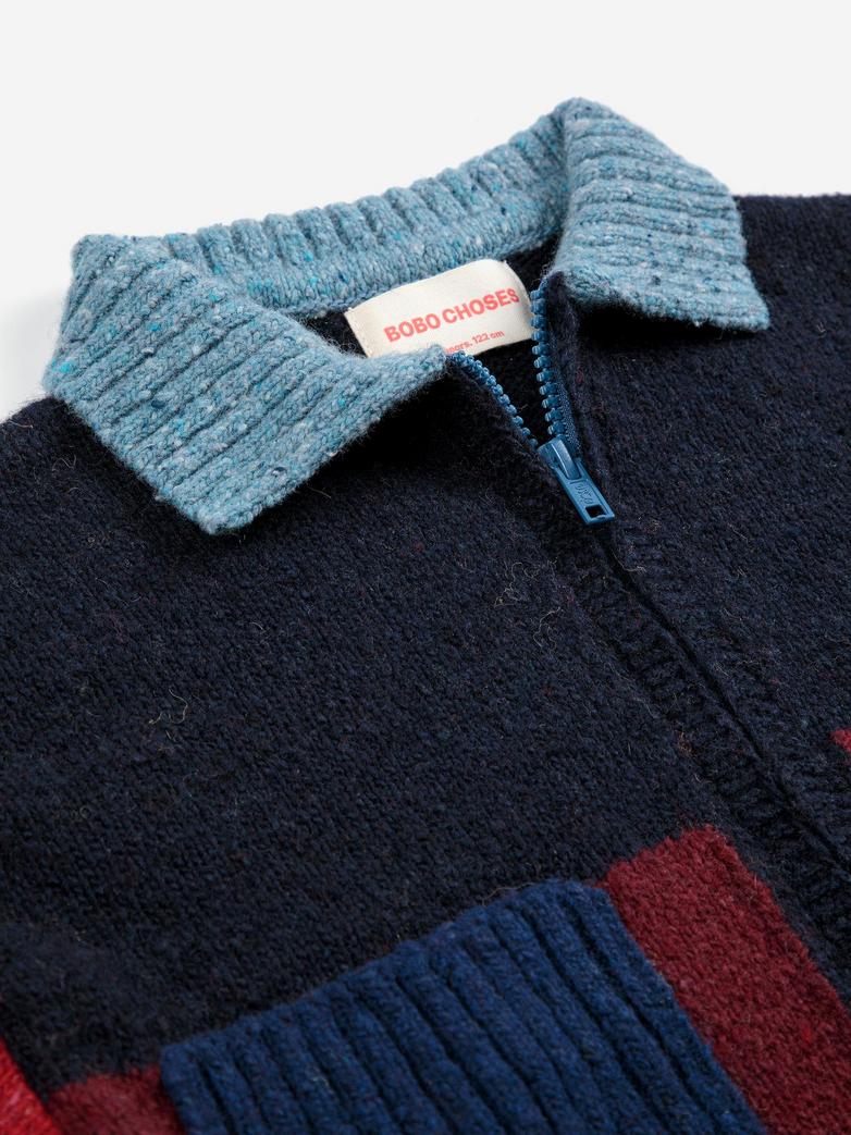 Color Block Cardigan, Red