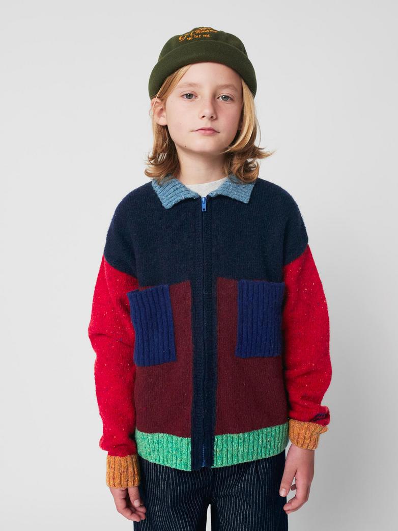 Color Block Cardigan, Red