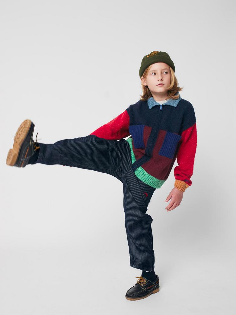 Color Block Cardigan, Red