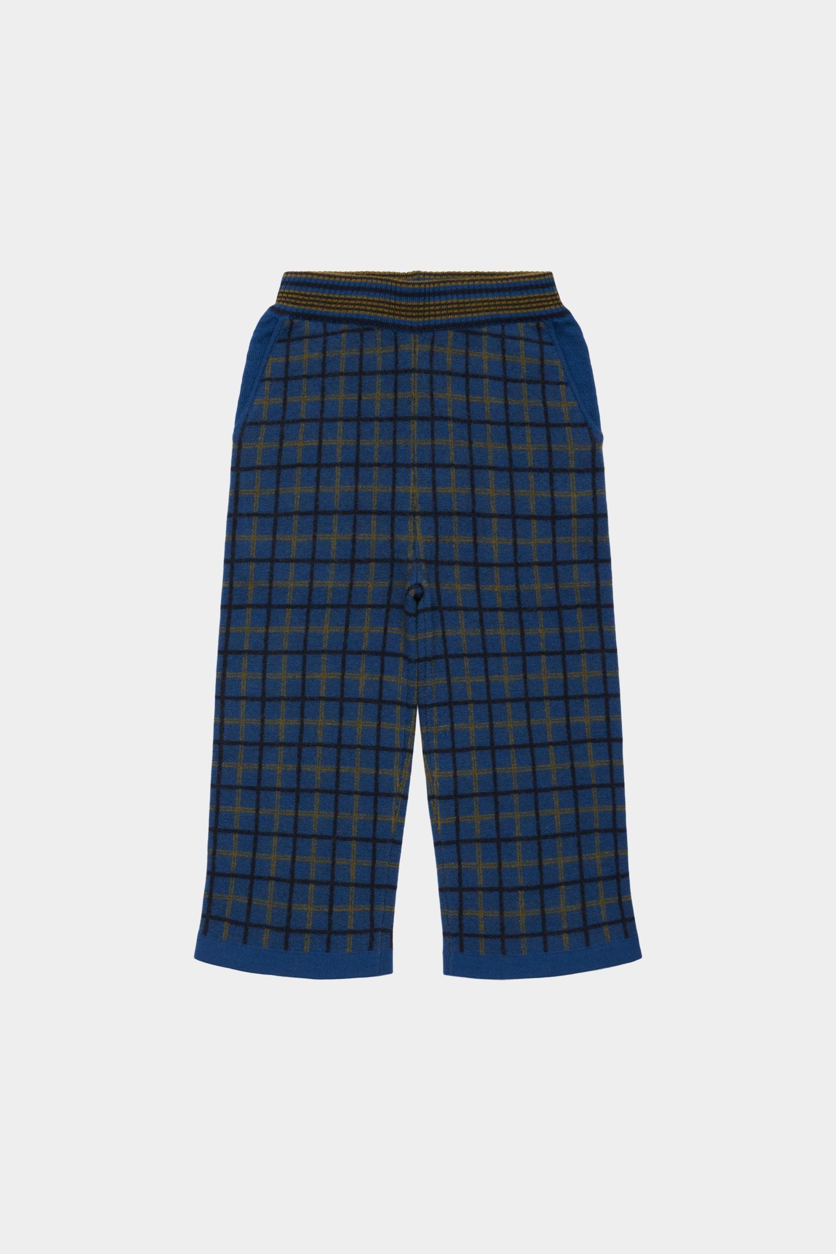 Felted Pants- Deep Indigo Check