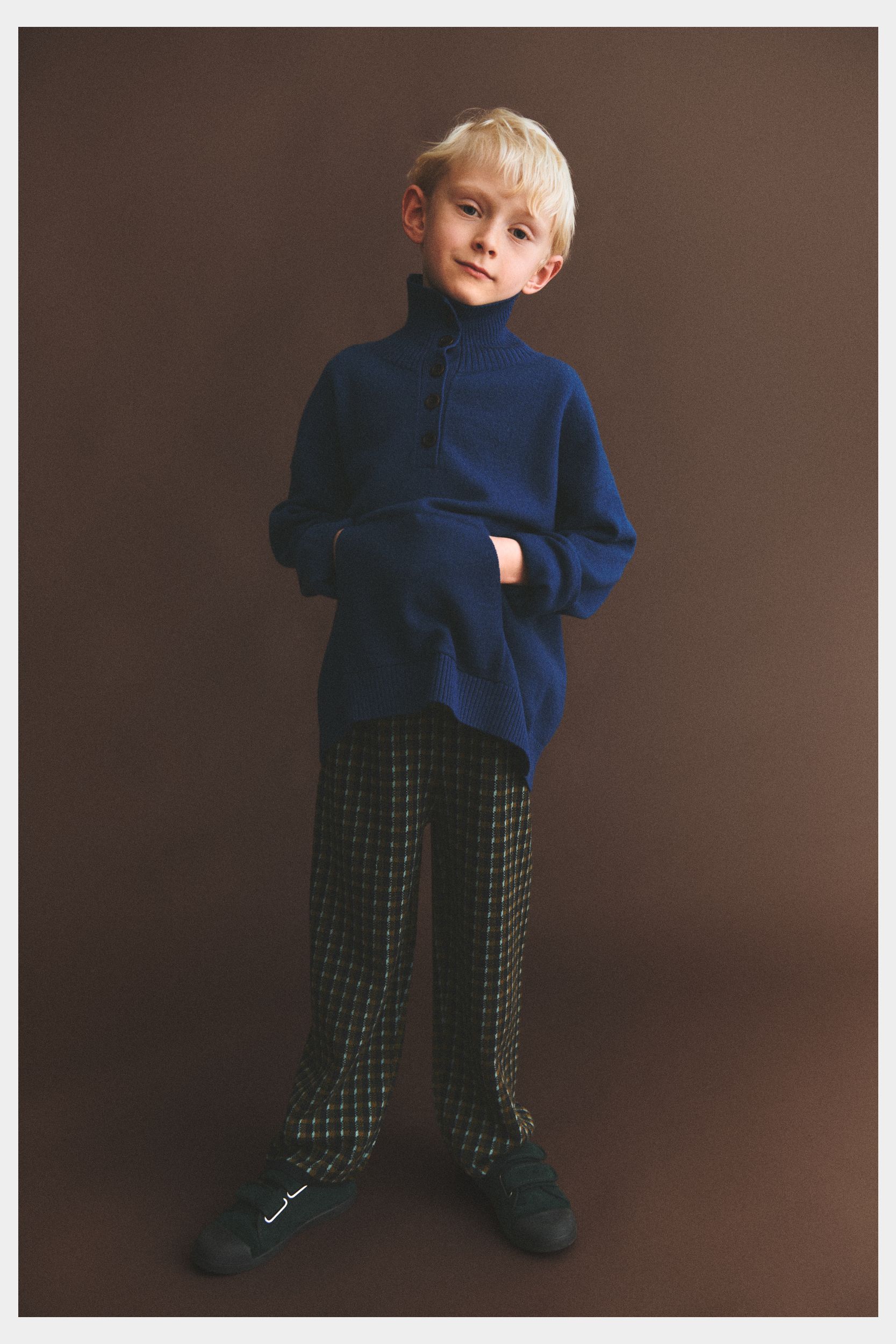 Knit Pants- Dark Navy Check
