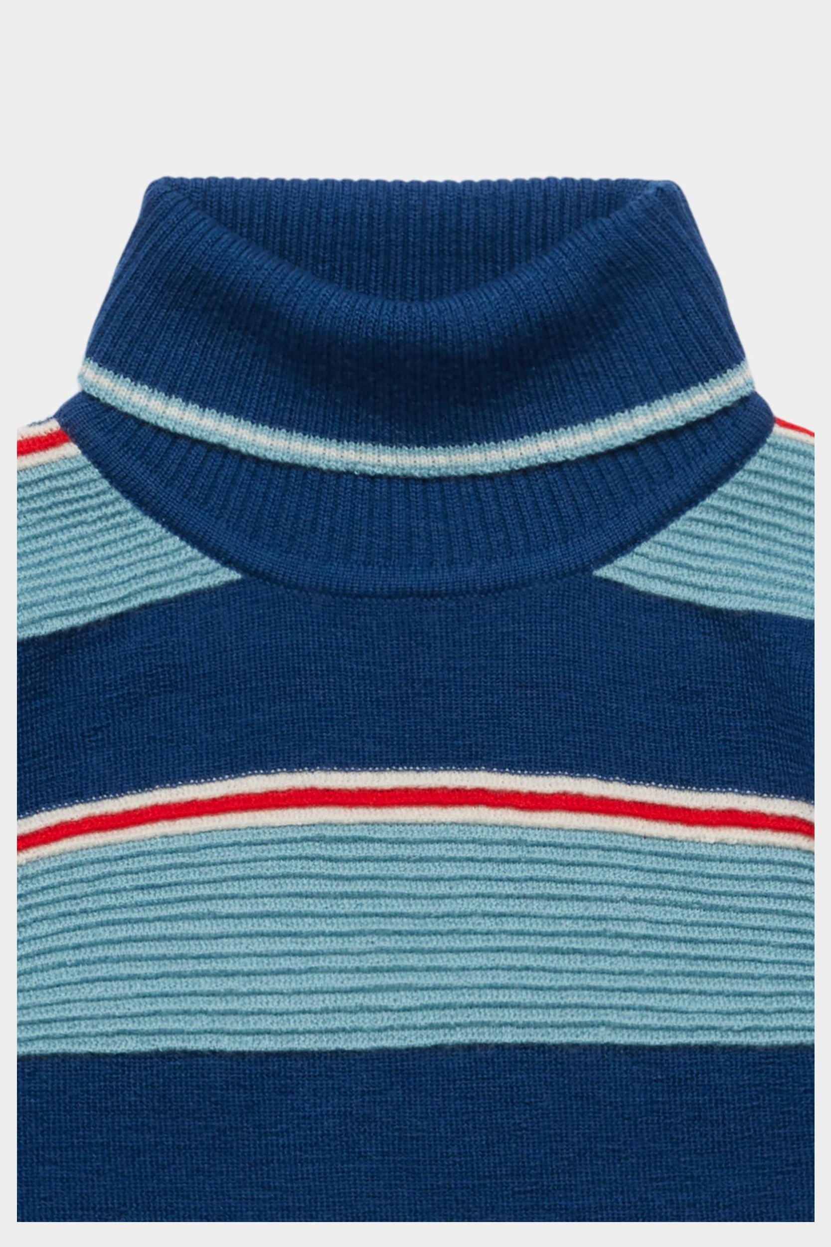 Rollneck Sweater- Deep Indigo/ Light Teal