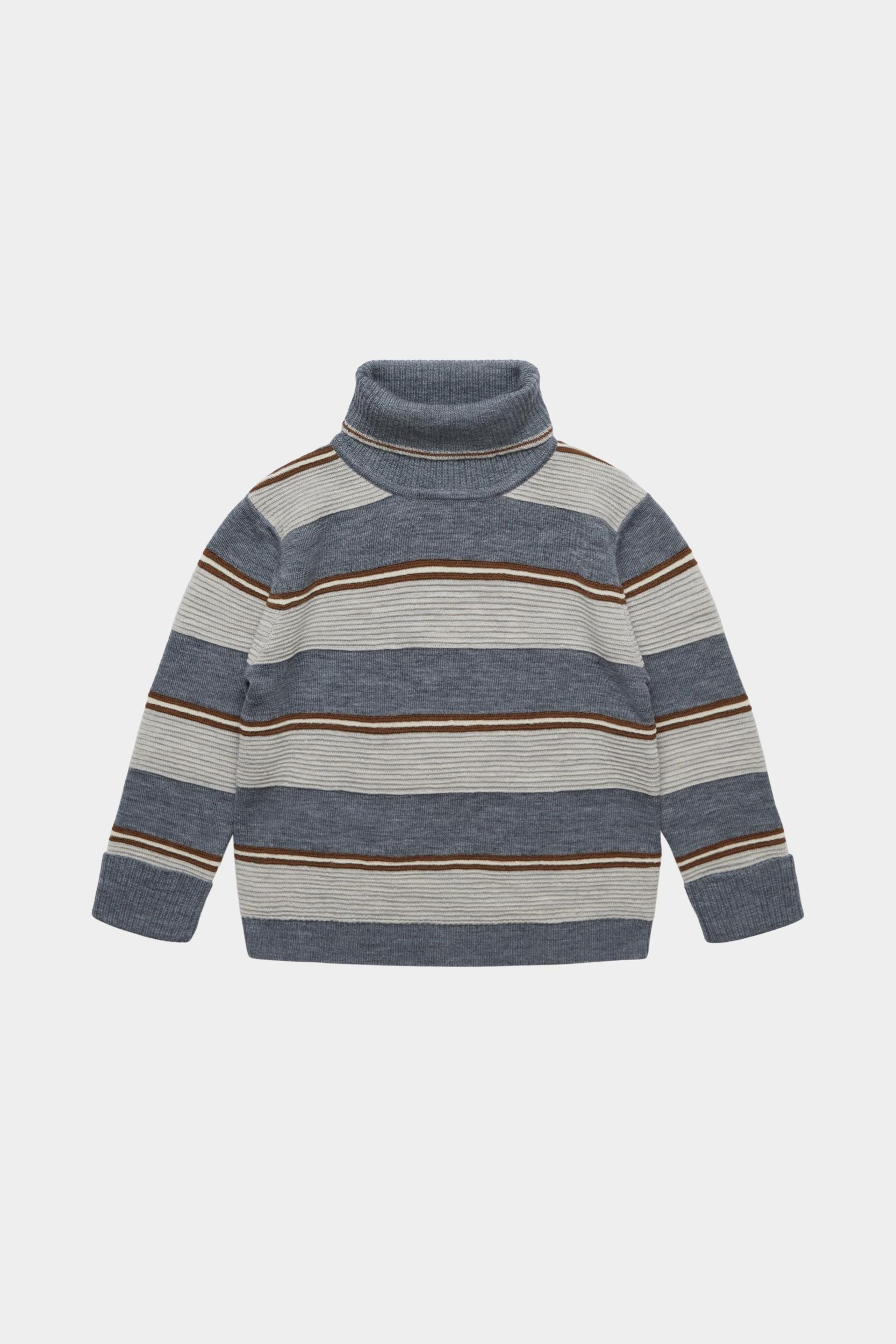Rollneck Sweater- Steel/ Light Grey Melange