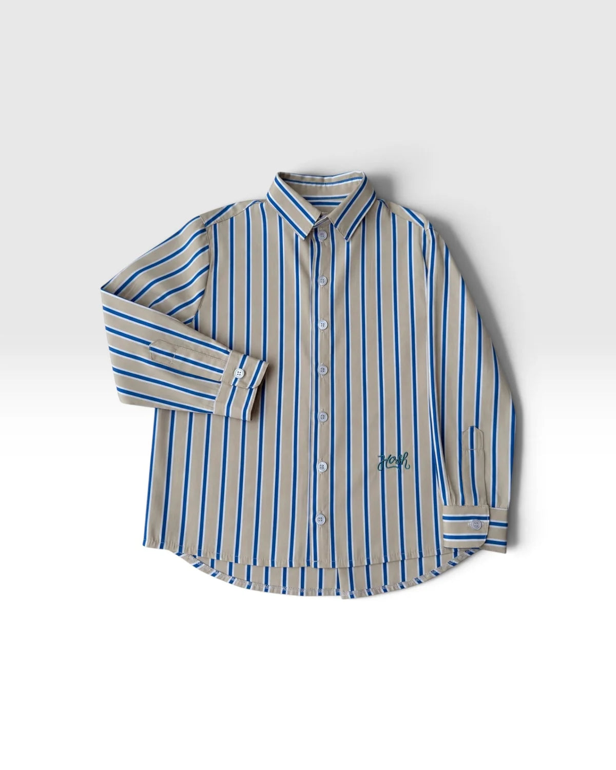 Button-up Shirt - Blue & Sand Stripe-1