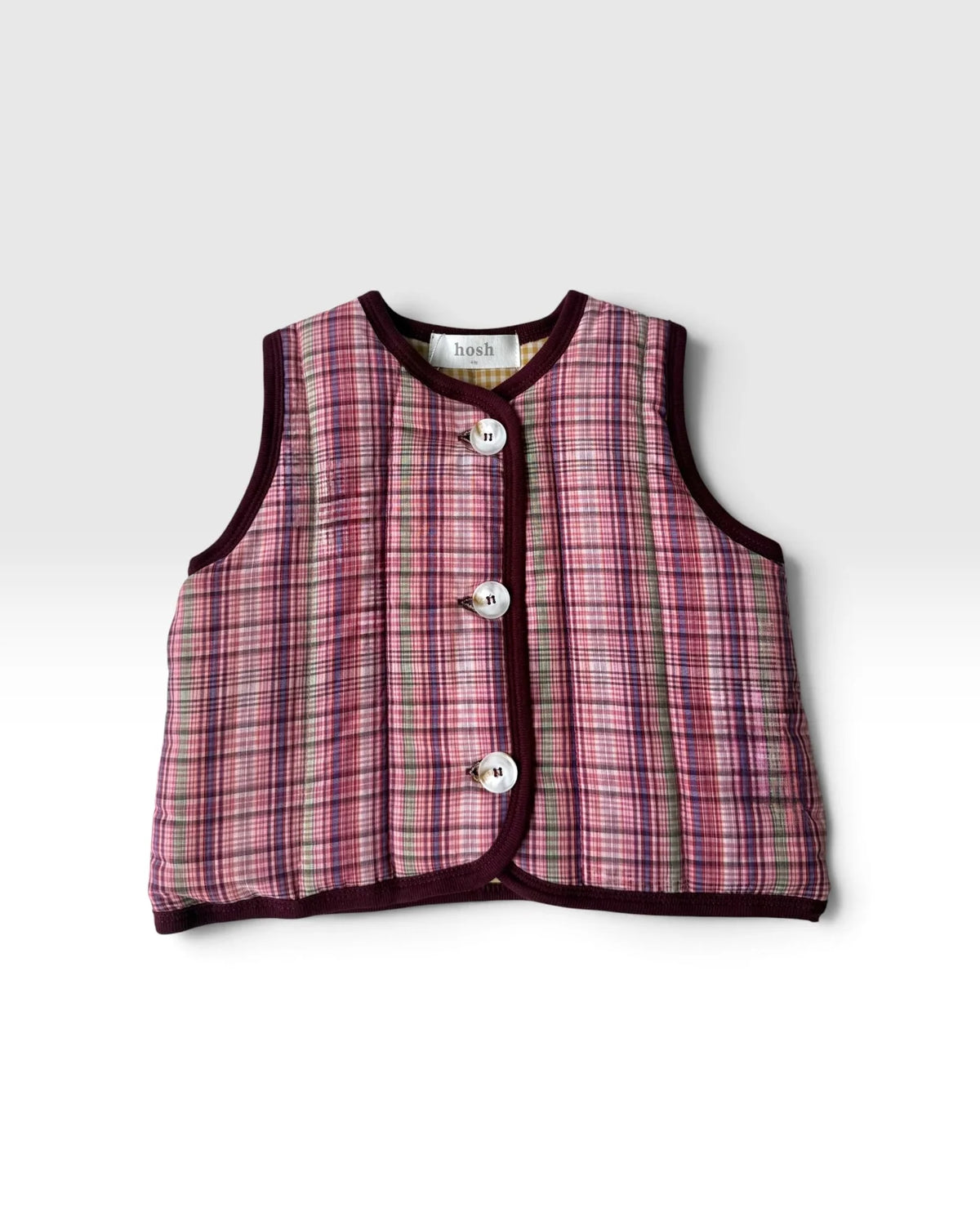 Hoshi Vest - Burgundy Green Checkers-1