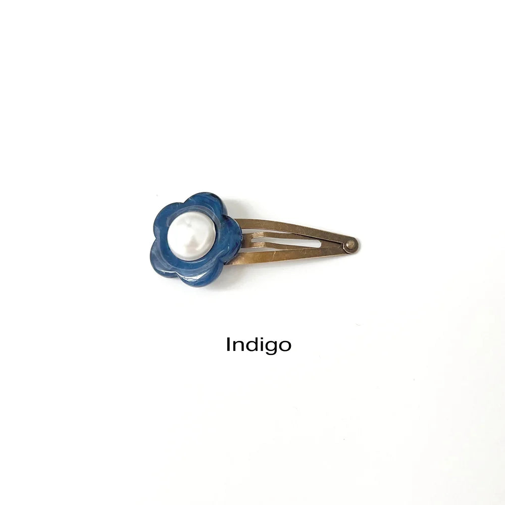 Flower Hair Clip- Indigo