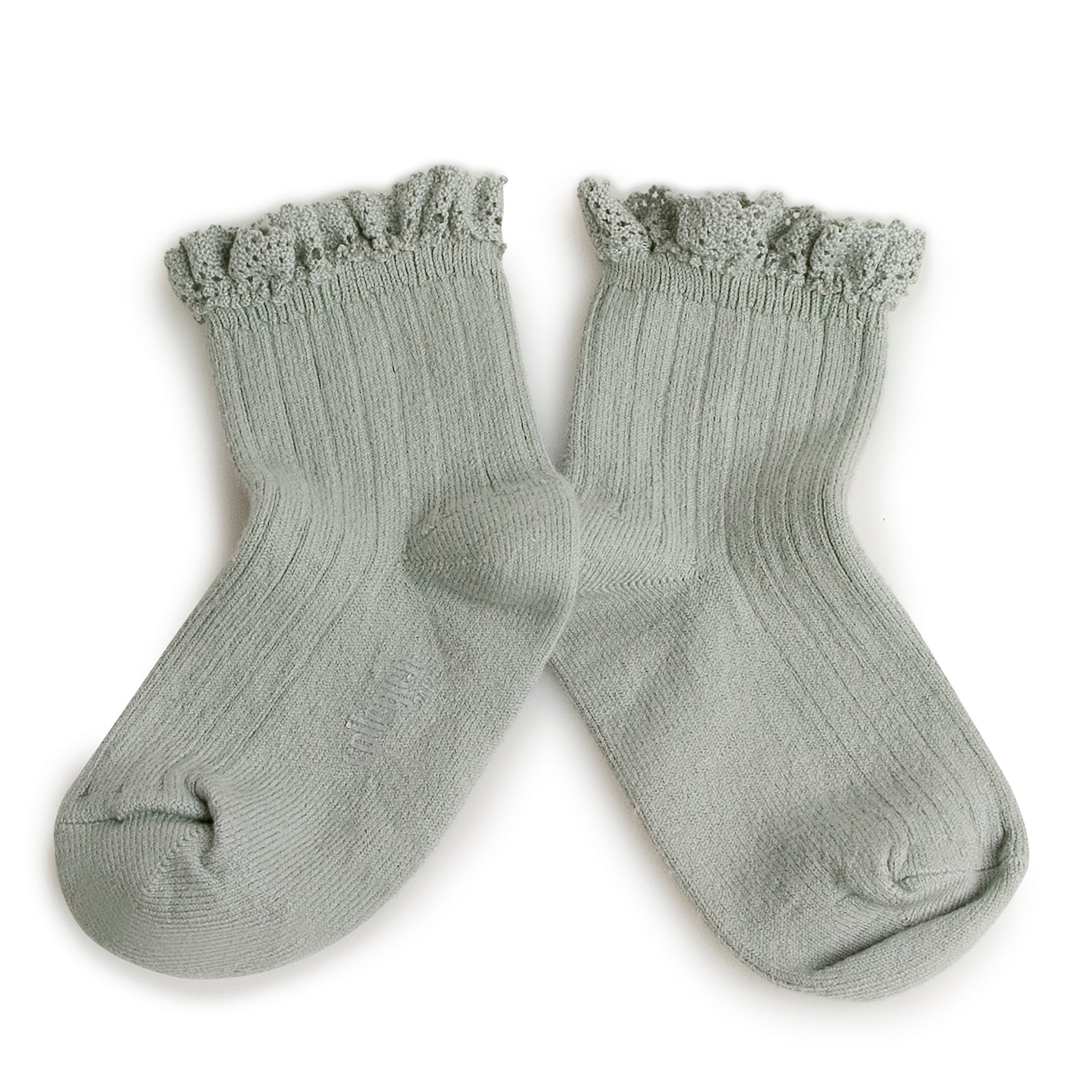 Lili Lace Trim Ribbed Ankle Socks- Aquamarine