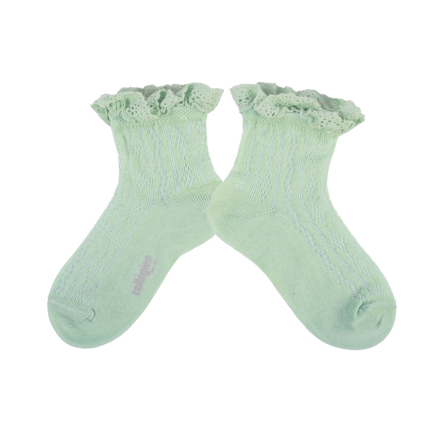 Anette Lightweight Pointelle Socks with Lace Frill- Verbena