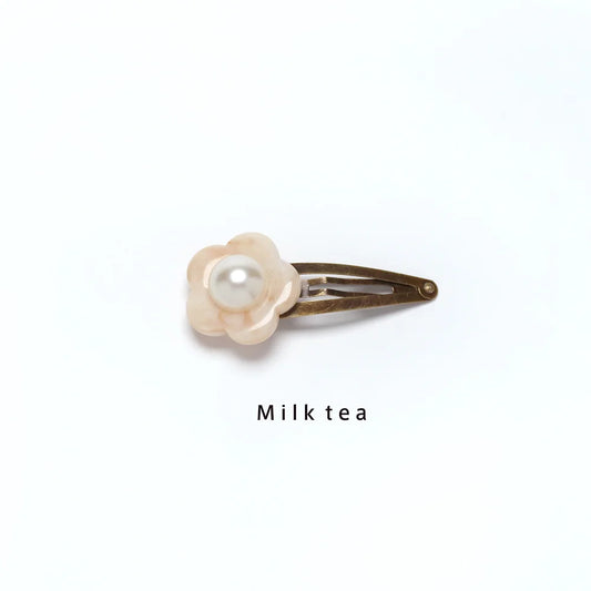 Flower Hair Clip- Milk Tea