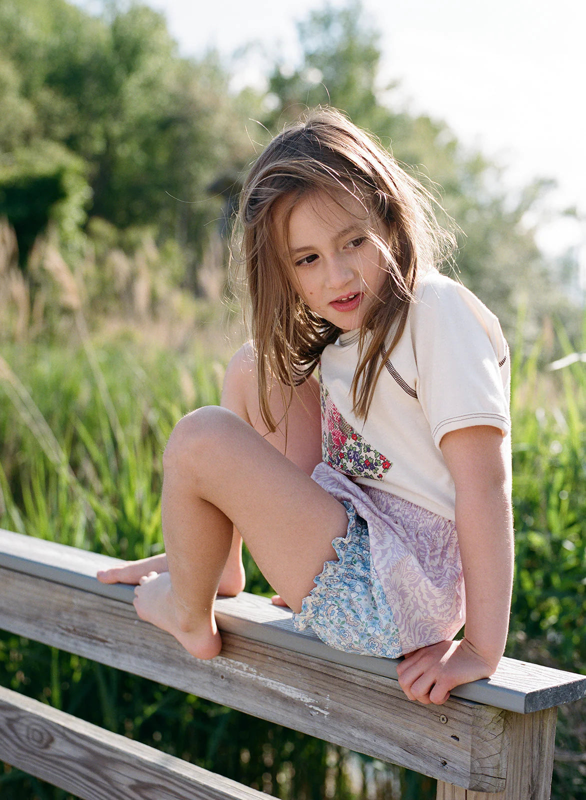 Ballet Shortie in Azul + Lavender Rose Patchwork