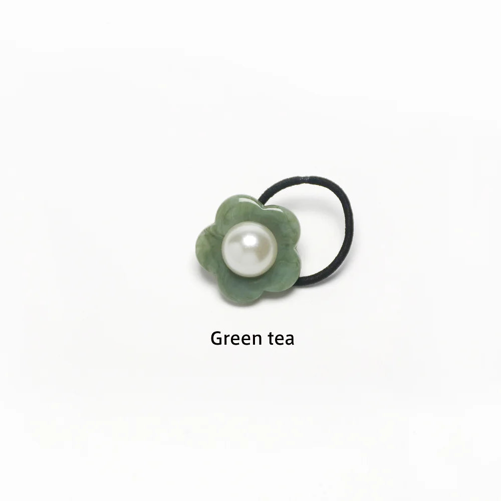 Flower Hair Tie- Green Tea