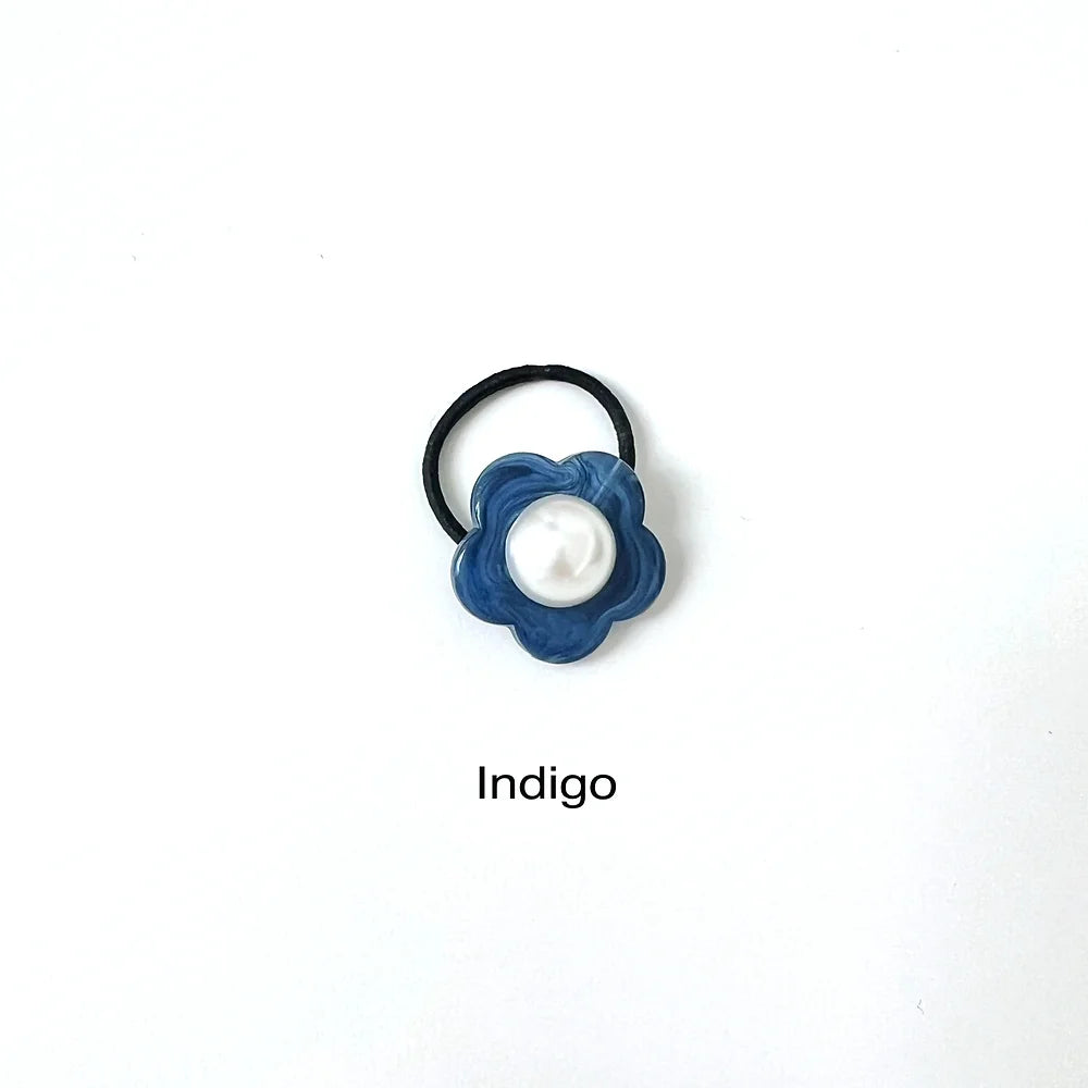 Flower Hair Tie- Indigo