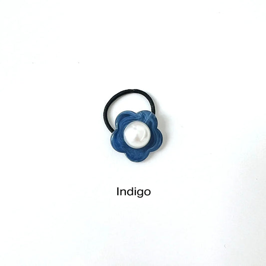 Flower Hair Tie- Indigo