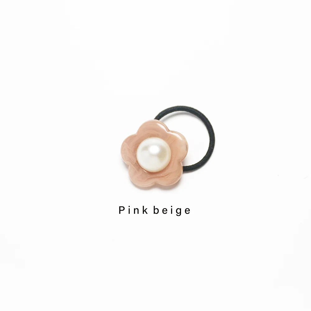 Flower Hair Tie- Pink-Beige